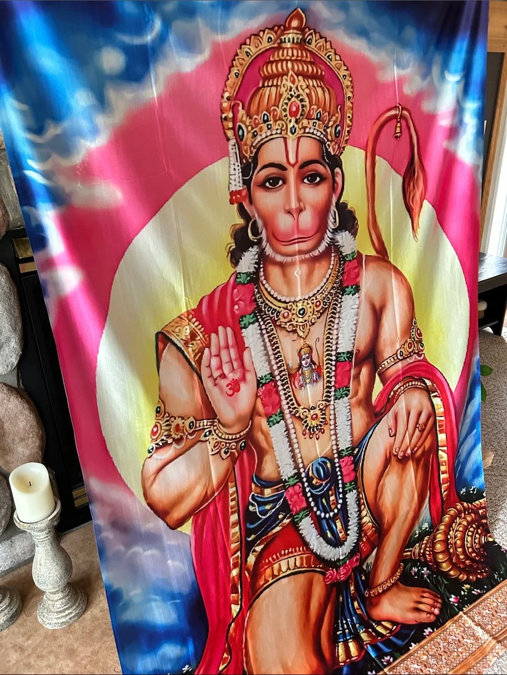 Vibrant Lord Hanuman Hanging Wall Tapestry From India | 80